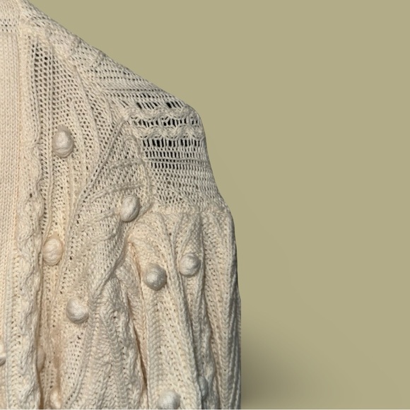 Broadway 38 Ivory Cable Knit Cropped Cardigan Medium - Picture 4 of 8